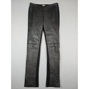 Neiman Marcus Size Small Black Leather Front Ponte Legging Pants (29x30.5)
